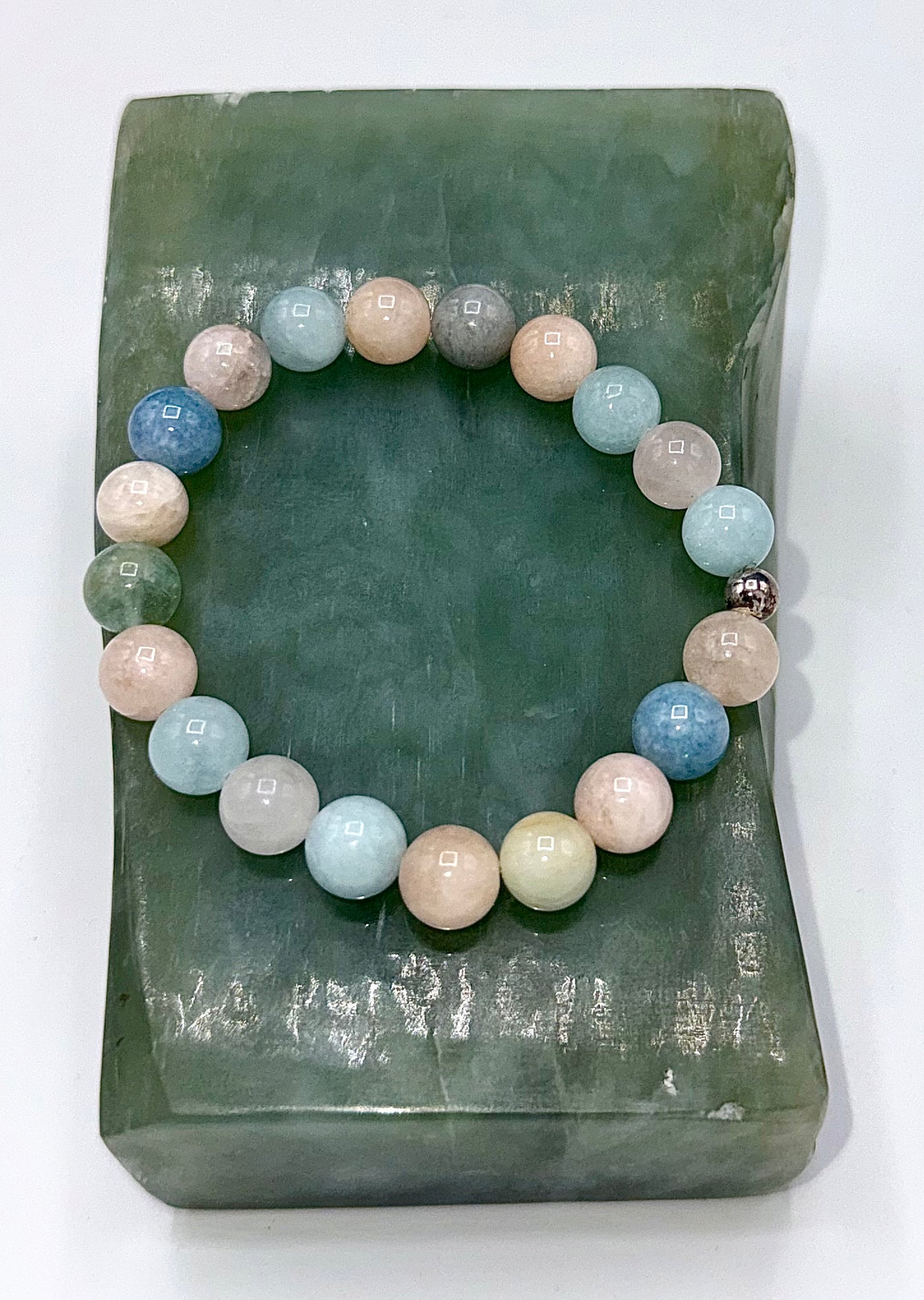 Elegant bracelet featuring pink Morganite stones from STICS and STONES, showcasing a delicate, sparkling jewelry piece.