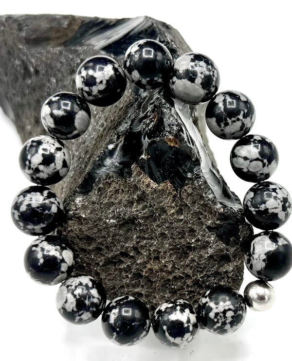 Black and white zebra agate bracelet from STICS and STONES featuring polished zebra-striped stone beads.