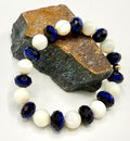 Blue Tiger Eye Bracelet (Faceted with pearls) *Dyed