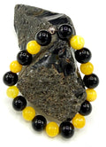 Yellow Jade and Onyx Bracelet