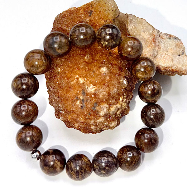 Bronzite bracelet with polished beads from STICS and STONES, showcasing a stylish and natural stone jewelry piece.