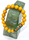 Yellow Jade and Old African Trade Bead Bracelet