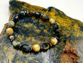 Black, Gold and Grey Tiger Eye Bracelet (rectangular Faceted)