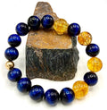 Blue Tiger Eye and Citrine Bracelet