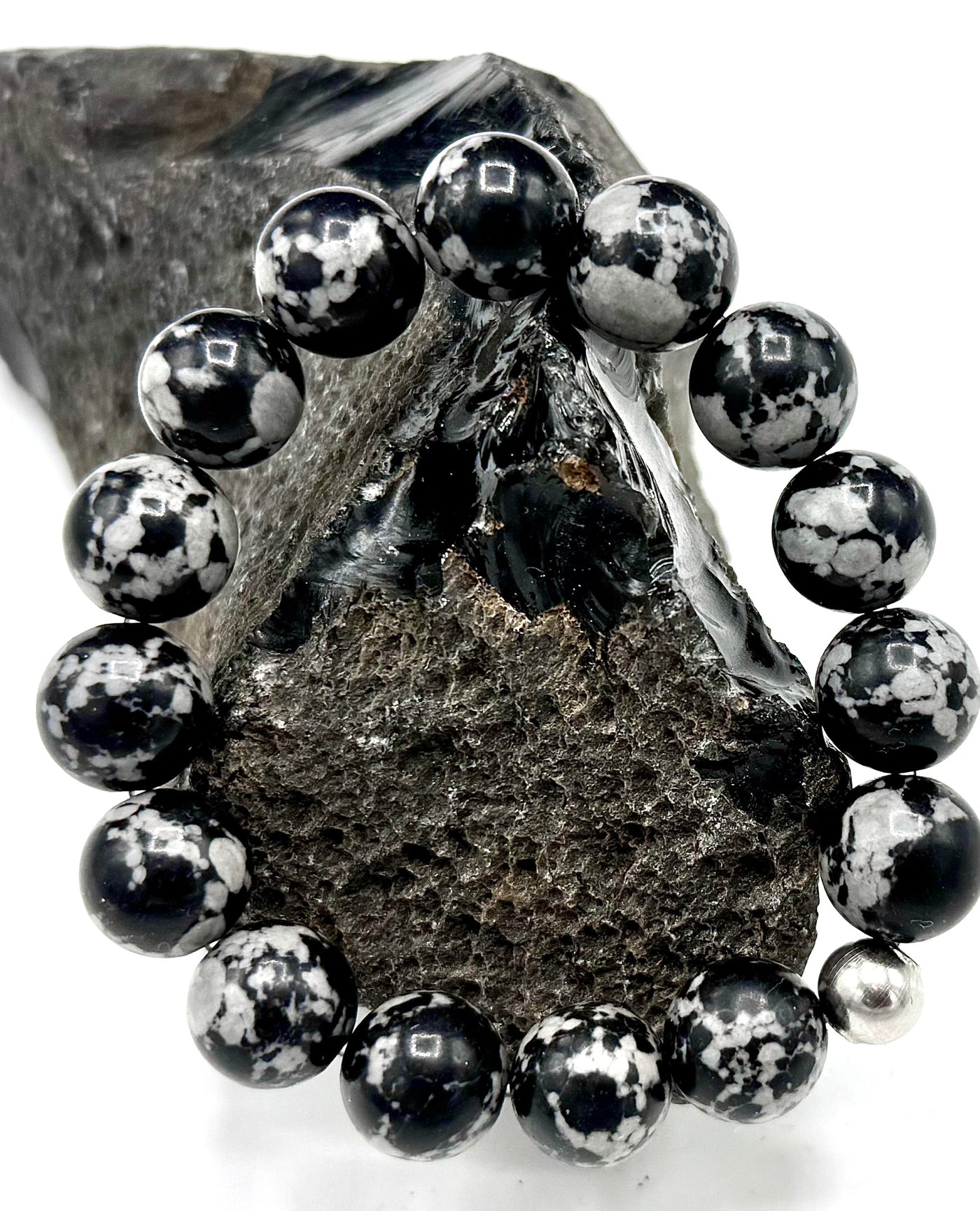 Black and white zebra agate bracelet from STICS and STONES featuring polished zebra-striped stone beads.