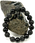 Lava Rock and Onyx Bracelet