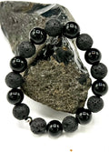 Lava Rock, Hematite and Onyx Bracelet