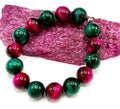 Pink and Green Tiger Eye Bracelet (Multi-colored) *Dyed