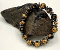 Black Onyx with Gold Carving Bracelet