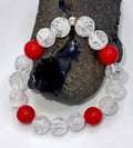 Red and White with Cracked Quartz Bracelet