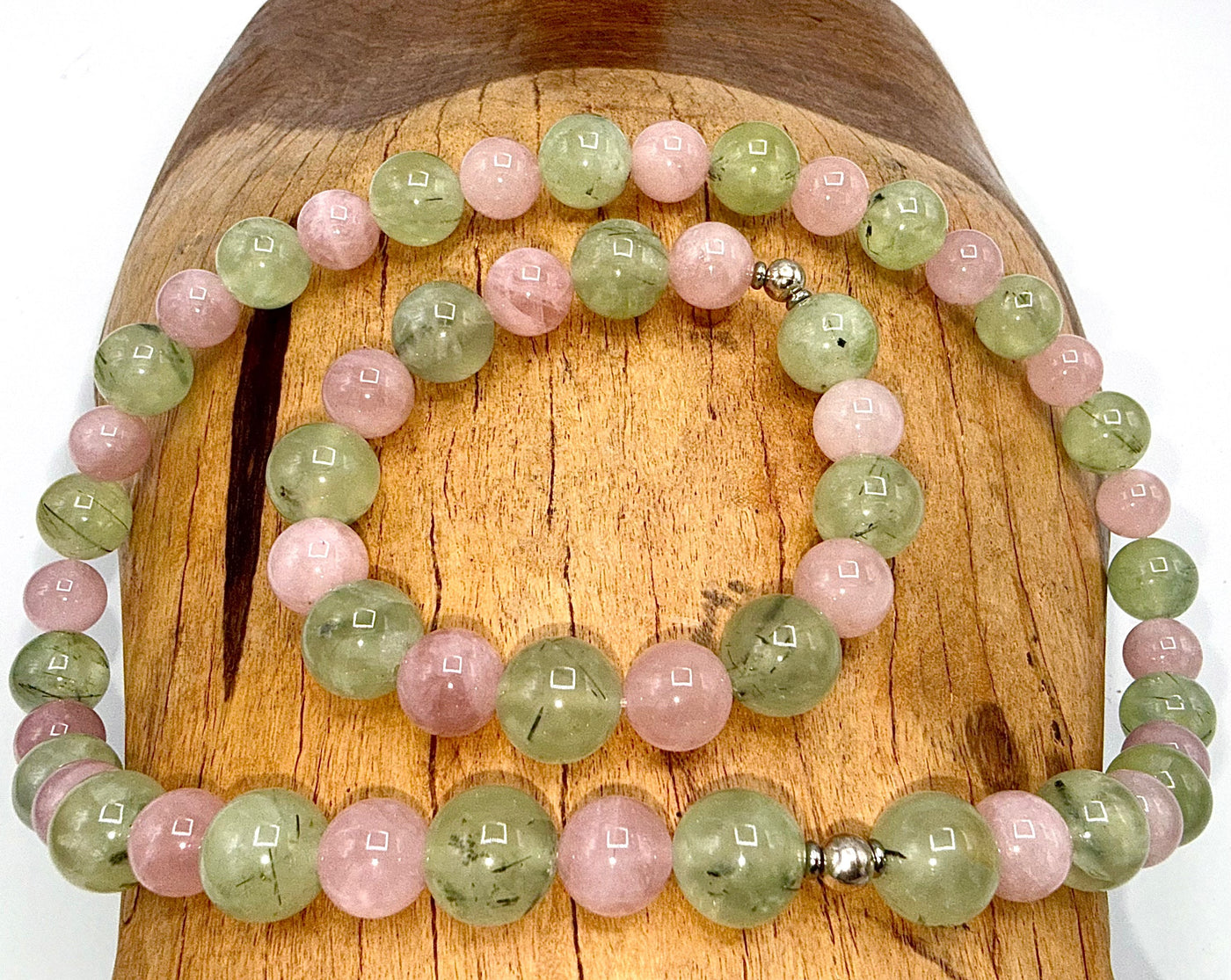 Prehnite and Rose Quartz Necklace and Bracelet Set from STICS and STONES