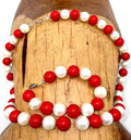 Red and Pearl Necklace and Bracelet Set