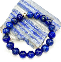 Blue Lapis Lazuli bracelet with polished beads from STICS and STONES, featuring a stylish and elegant design.